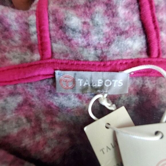 Talbots T by Talbots Nordic Pink Snowflakes Fleece Sweater Size L - Picture 6 of 9
